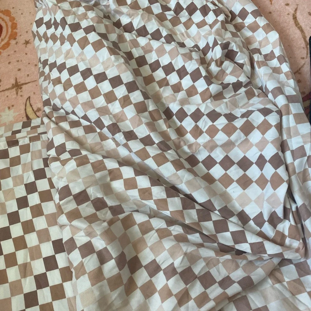Checkerboard Pink/Brown Twin Bedding Sheet Set